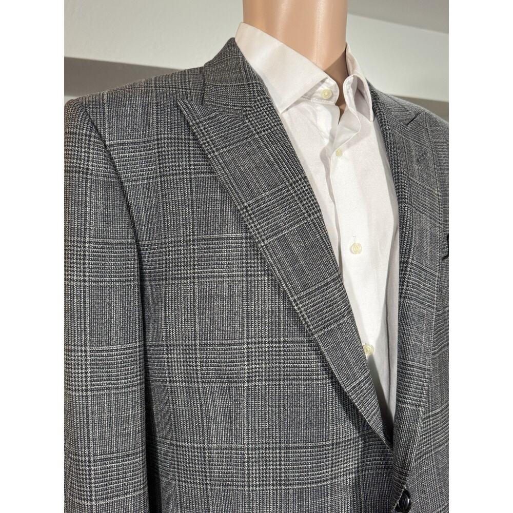 New with Tags Tom Ford Prince of Wales Houndstooth Gray Blazer 54 44R Peak Lapel - Picture 14 of 15